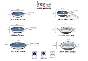 [Hàng chính hãng] Chảo chiên/ rán iMAT Hybrid Blackcube chống dính Ceramic lòng xanh mới size 26cm