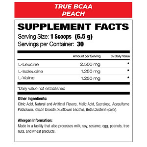 BCAA tăng sức bền True BCAA Elite Labs USA - Amino Axit giảm đau mỏi cơ sau khi luyện tập (Hũ 30 serving)