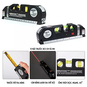 Thước Thủy Laser - Thước Đo Khoảng Cách Bằng Laser, Thước Đo Laser Cầm Tay Giá Rẻ - Thước Ni vô Laser 3 Chức Năng + Tặng kèm thước dây 1.5m