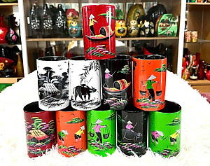 [SƠN MÀI LOẠI 1] Hủ cắm bút sơn mài - Quà Tặng Quà Lưu niệm - Trang trí Decor size 11x7 cm