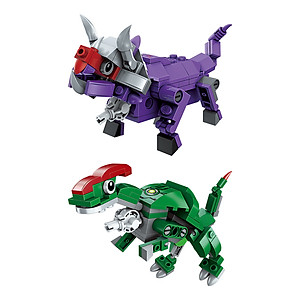 Hộp 6 bộ đồ chơi lắp ráp Robot biến hình - Khủng long (553 chi tiết) Qman 1414