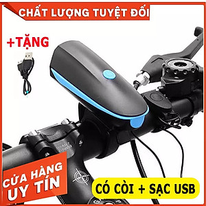 Đèn xe đạp thể thao siêu sáng có còi pin sạc usb led T6 chống nước - Đèn còi xe đạp có 3 chế độ sáng còi to