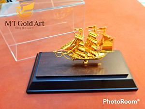 Mô hình thuyền buồm mạ vàng MT Gold Art sze s- hàng chính hãng, quà tặng danh cho sếp, khách hàng, đối tác
