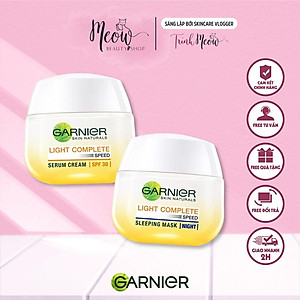 Kem dưỡng serum Garnier sáng da ban ngày và măt nạ ngủ ban đêm Light Complete 50ml 