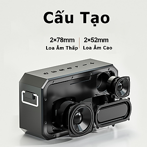 Bộ Loa Bluetooth không dây nghe nhạc, micro bluetooth không dây hát Karaoke cao cấp 120W công suất lớn Super Bass có cổng usb, thẻ nhớ, line 3.5mm pin 15600MAH sạc Type C Chip DSP loa kết nối TWS lên 240W Hàng Chính Hãng PKCB