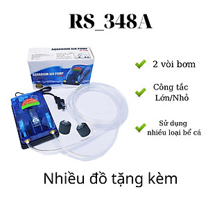 Máy Sủi Khí Oxy 2 Vòi RS 348A tặng kèm 2 bộ dây quả sủi (Máy sục khí oxy dùng cho bể cá cảnh dưới