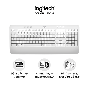 Bàn Phím Không Dây Logitech Signature K650 - Nhỏ gọn, gác tay tích hợp, tương thích Mac , Bluetooth & USB Bolt - Hàng chính hãng