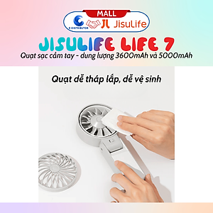 Quạt sạc cầm tay gấp gọn JisuLife Life 7 - dung lượng 3600-5000mAh - Hàng chính hãng