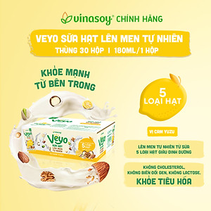 Thùng Veyo Sữa hạt lên men tự nhiên Vị Cam Yuzu (30hộp x 180ml)