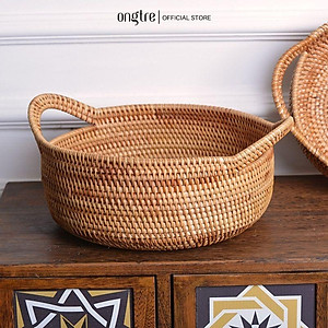 Khay Mây Guột ONGTRE Đựng Trái Cây, Decor Phòng Khách tiện lợi