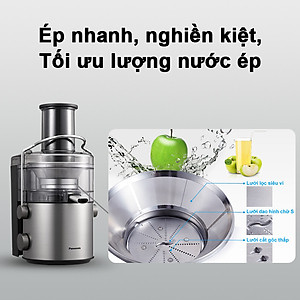 Máy ép trái cây Panasonic MJ-CB600SRA- Ép nhanh, nghiền kiệt với mâm xay 100% kim loại - Công suất 1000W- Dung tích 2.0L - Vệ sinh bằng máy rửa bát - Hàng chính hãng