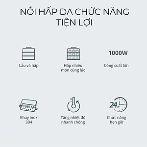 Nồi lẩu hấp thủy nhiệt Mishio MK382 khay hấp inox 304 - Hàng chính hãng