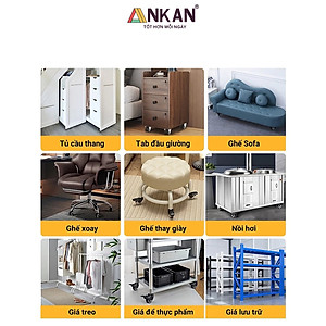 Bánh Xe Đẩy Hàng Có Bạc Đạn Và Khóa ANKAN, Bánh Xe Nhựa PVC Mini 40mm