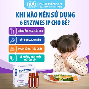 Men tiêu hóa 6 ENZYMES IP - Hỗ trợ tăng cường tiêu hóa với 6 loại enzyme thiết yếu, giúp ăn ngon, giảm táo bón (hộp 20 ống x 10ml)