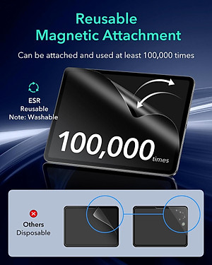 Miếng dán màn hình từ tính Viết và vẽ như trên giấy, có thể tháo rời và tái sử dụng, tương thích với kính cường lực cho iPad Pro 11 inch 2024 / iPad Pro 13 inch 2024 / iPad Air 6 11/13 inch 2024 ESR Paper-Feel Magnetic Screen Protector - Hàng Chính Hãng