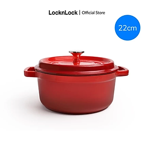 Nồi gang nguyên khối LocknLock Iron Casserole CIC2205RED, Hàng chính hãng, tráng men, dùng được bếp từ - JoyMall