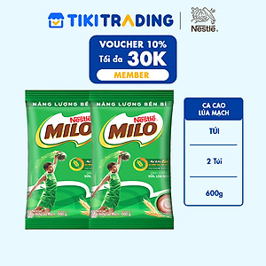 Combo 2 bịch thức uống ca cao lúa mạch Milo Regular (600g)