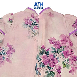 Đầm Sườn Xám bé gái họa tiết hoa Nghệ Tây Tím đũi tơ - AICDBG5YFS8X - AIN Closet