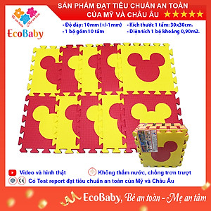 Bộ 10 tấm Thảm xốp cho bé ECOBABY, thảm xốp đạt tiêu chuẩn Mỹ và Châu Âu, độ dày khoảng 1cm, kích thước 1 tấm 30x30cm - Mickey