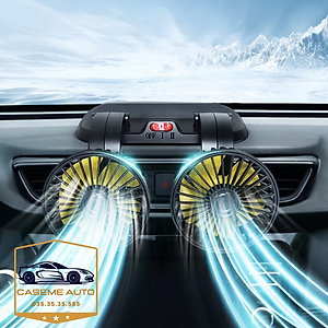 Quạt Đôi Ô Tô Xoay 360 Độ Gió Mạnh Kèm Bảng Số Điện Thoại Ô Tô, Quạt 12V - Hàng Nhập Khẩu