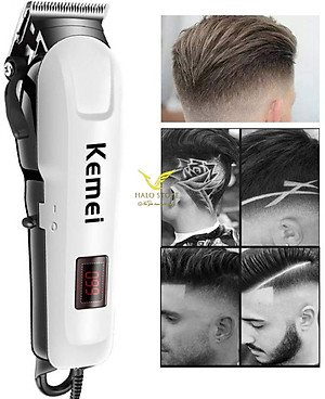 Tông Đơ Cắt Tóc KEMEI 809C Loại Có Dây, Công Suất 12W TẶNG Bộ Kéo + Áo Choàng,Lưỡi Cắt Titatium, Động Cơ Hạn Chế Tiếng Ồn - Máy Hớt Tóc Đa Năng - Hàng Chính Hãng