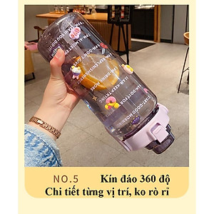 Bình Đựng Nước Sports Cup Phong Cách Thể Thao Có Ống Hút Dung Tích 2L Dễ Thương Có Vạch Báo Giờ Uống Nước