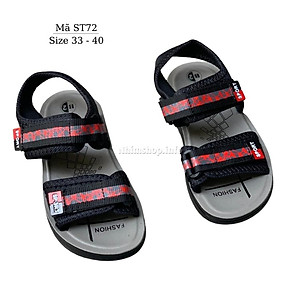 Giày Sandal bé trai quai ngang thể thao năng động và cá tính dép quai dán xé linh hoạt siêu nhẹ êm chân cho trẻ em học sinh 7 8  9 10 11 12  tuổi đi học màu đỏ đen thời trang dễ phối đồ  ST72