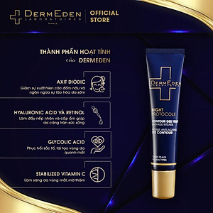 Kem mắt làm mờ quầng thâm nếp nhăn bọng mắt tàn nhang DERMEDEN Eye Contour Retinol 1% + Niacinamide 5% 15ml