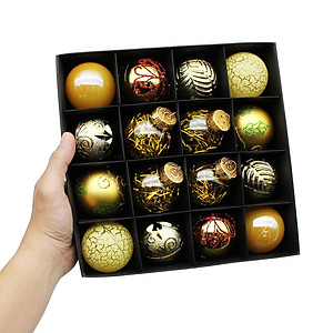 Hộp 16 Trái Châu Trang Trí Giáng Sinh - LK16-G17 - Màu Vàng Gold