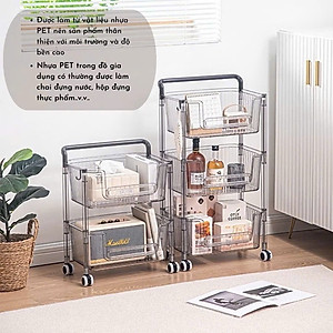 Kệ Nhà Bếp 3 Tầng Trong Suốt Hình Heo Có Bánh Xe Xịn Sò - Kệ Để Mỹ Phẩm, Đồ Trang Điểm Đa Năng - HÀNG CHÍNH HÃNG MINIIN