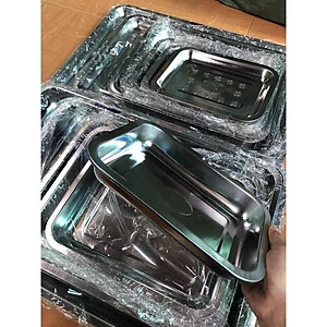 Khay inox sâu lòng và khay inox thấp lòng đủ cỡ mâm inox chữ nhật đựng thức ăn mâm làm bánh mâm inox tiệm cơm mâm cơm