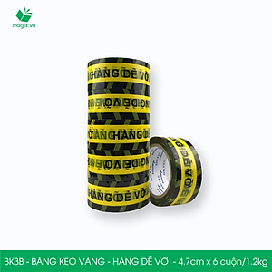 BK3B - COMBO 6 Cuộn băng keo HÀNG DỄ VỠ 4.7cm x 6 cuộn/1.2kg - Băng dính niêm phong đóng hàng