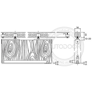 Bộ bánh xe cửa trượt lùa dùng cho cửa 1 cánh có khung 2405-W1 ( 80kg / cánh)