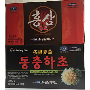 Combo nước hồng sâm và nước Đông trùng hạ thảo Hàn Quốc 20 chai x 100ml, nước hồng sâm, nước đông trùng hạ thảo