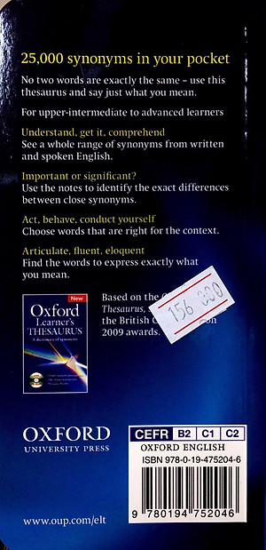 Sách Oxford Learner 's Pocket Thesaurus : A Compact Dictionary of Synonyms and Opposites