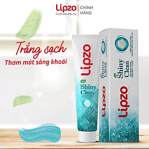 Kem Đánh Răng Lipzo Shiny Clean Vị The Mát Diệt Khuẩn 185g Khử Mùi, Không Bào Mòn Men Răng Từ Khoáng Chất Vỏ Sò