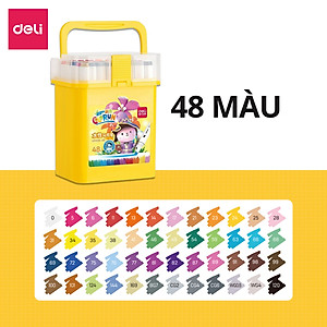 Bút Màu Dạ Marker 2 Đầu Cho Học Sinh Deli - 12/24/36/48/60 Màu Có Thể Rửa, Giặt Sạch Calligraphy Tô Màu Đi Nét Vẽ Tranh