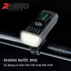 Đèn xe đạp siêu sáng cảm biến thông minh, chống nước Rhino L101 tự động điều chỉnh độ sáng theo môi trường, pin sạc, 4 chế độ sáng, pin từ 4-8 tiếng