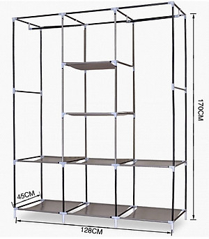 Tủ Quần Áo Cải Tiến Thế Hệ Mới, Tủ Vải Quần Áo 3 Buồng 8 Ngăn 1,7m Cao Cấp