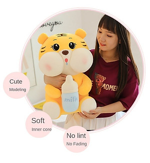 Gấu bông hổ ôm bình sữa siêu dễ thương – Quà tặng thú nhồi bông cọp má phệ bú bình – Size từ 50 cm đến 80 cm – Gối ôm hổ milk cho bé ngủ ngon