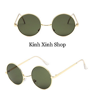 Kính Râm Nam Nữ Mắt Tròn Thời Trang Hàn Quốc Gọng Kim Loại Bản Dày Cao Cấp Kèm Đầy Đủ Phụ Kiện