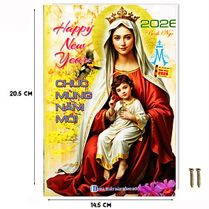 Lịch công giáo thiên chúa có các ngày lễ và lời chúa từng trang có kèm ốc vít kích thước dài 20.5cm ngang 14.5cm Bính Ngọ 2026