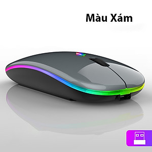 Chuột không dây A2 Pro, chuột máy tính không tạo tiếng ồn, sạc được pin, hiệu ứng đèn Led RGB- Hàng nhập khẩu