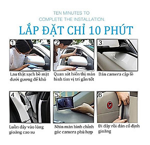 Trọn bộ MÀN HÌNH kèm Camera soi lề ô tô gắn gương cắm tẩu không đấu YOELBAER góc quay rộng không khoan