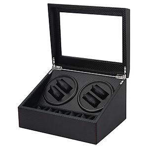 Hộp Đựng Đồng Hồ Cơ Xoay SAIKE SAIKE S4601 Mẫu 4 Xoay 6 Tĩnh Vỏ Da Carbon Màu Đen