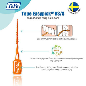 Tăm Chải Kẽ Răng TePe EasyPick Cam XS/S – Làm Sạch Kẽ Răng Nhẹ Nhàng (12 Cái) - Nhập Khẩu Thuỵ Điển