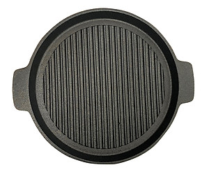 Chảo Gang Nướng Thịt BBQ, Làm Bò Bít Tết, Bánh Mì Chảo Chống Dính, Dùng Đước Tất Cả Loại Bếp Tặng Kèm Đế Gỗ Cao Cấp Tiện Dụng - Hàng Chính Hãng MINIIN