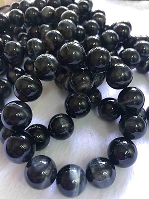 VÒNG ĐÁ MẮT HỔ ĐEN XANH 16ly 13 Viên NAM Mệnh THUỶ mệnh MỘC Đá Tự Nhiên 