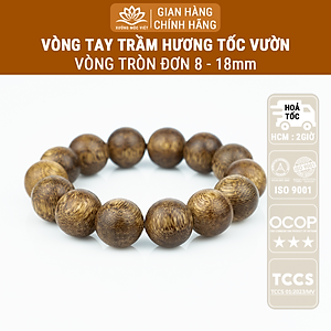 Vòng Tay Trầm Hương Hạt Tròn Đơn (Nam) Từ Trầm Tốc Lào Tự Nhiên
