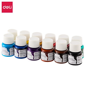 Set màu nước hũ Goat Gouache bộ màu nước pha sẵn 12 lọ 25ml kèm cọ Deli - Chất siêu mịn, dễ dàng trộn pha màu - Phù hợp học sinh, sinh viên mỹ thuật DIY - EC14